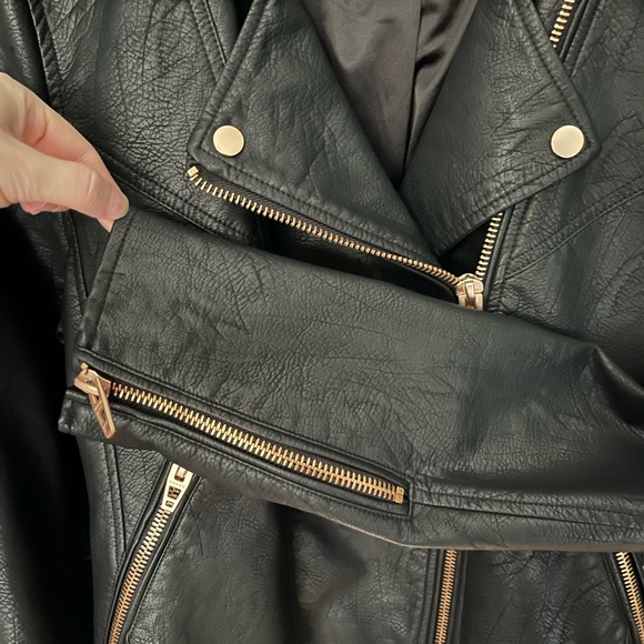 Blank NYC Life Changer Moto Faux Leather Jacket Black Rose Gold XL - Picture 8 of 14